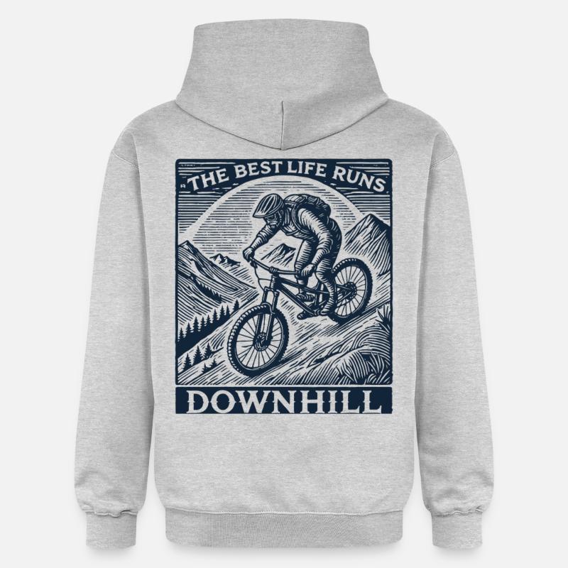 Vélo Descente Aventure Style Rétro - Sweat à capuche Softstyle® Gildan Unisexe - gris clair chiné