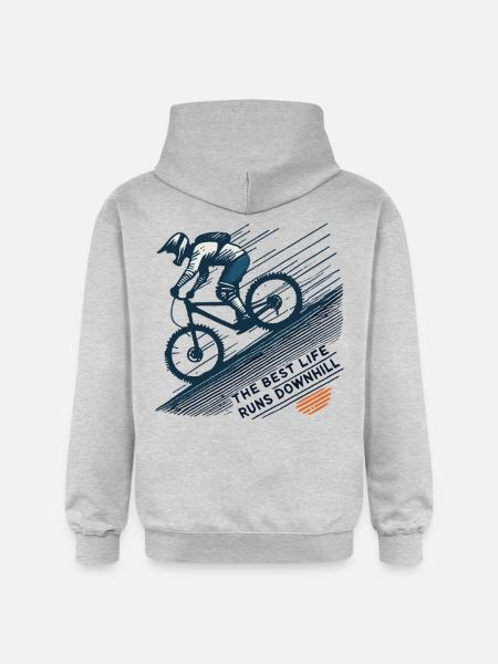 Bicycle Downhill Adventure Retro Style - Gildan Unisex Softstyle® Midweight Hoodie - light heather grey