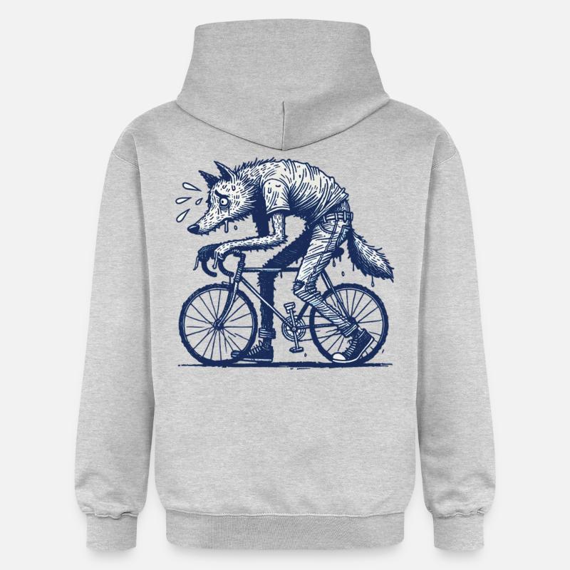 Bicycle Wolf Design Créatif Cyclisme - Sweat à capuche Softstyle® Gildan Unisexe - gris clair chiné