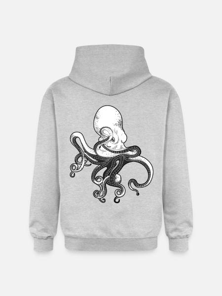 octopus, octopus, squid, seafood, calamari - Gildan Unisex Softstyle® Midweight Hoodie - light heather grey