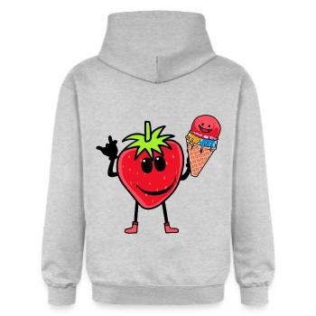 Erdbeerer Erdbeere Eis Eiscrem Eiskrem Kinder - Gildan Unisex Softstyle® Midweight Hoodie - Hellgrau meliert - Hinten - Liana (172cm)