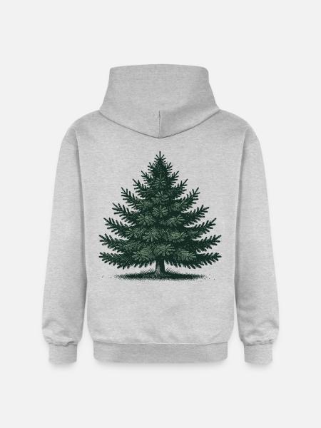 Christmas Christmas Tree Illustration - Gildan Unisex Softstyle® Midweight Hoodie - light heather grey