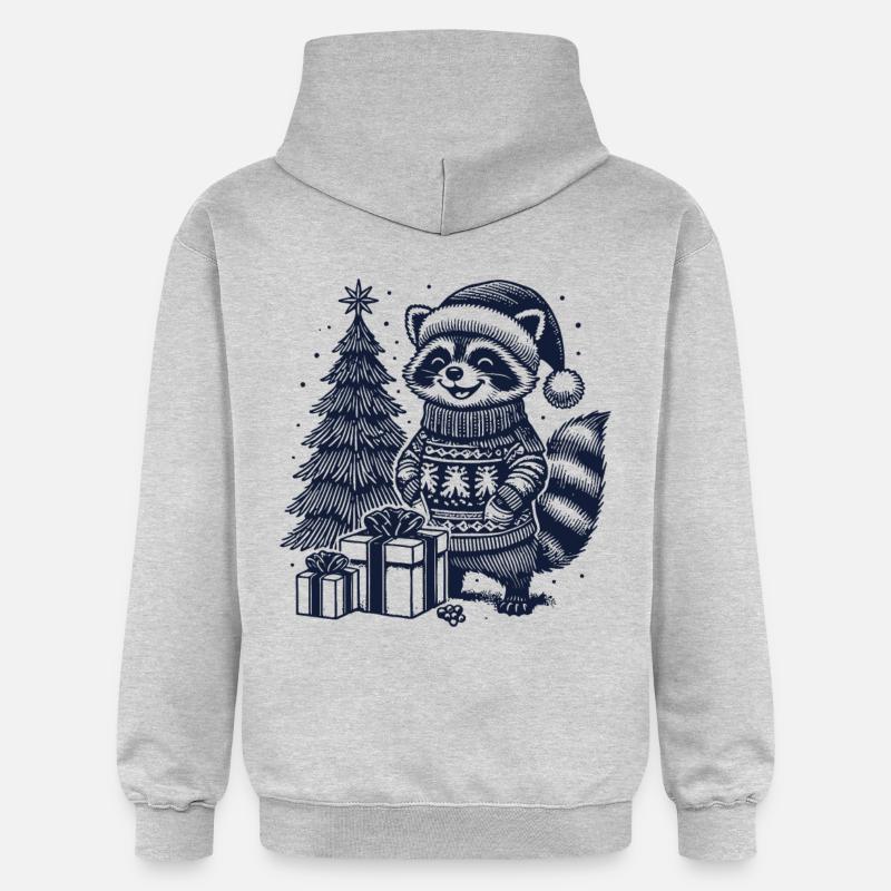 Fröhlicher Waschbär Weihnachten Pullover - Gildan Unisex Softstyle® Midweight Hoodie - Hellgrau meliert