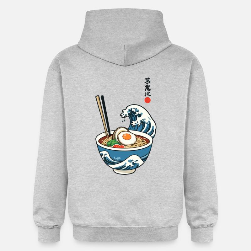 Ramen Ukiyo-e Esthétique Japonaise Rétro - Sweat à capuche Softstyle® Gildan Unisexe - gris clair chiné