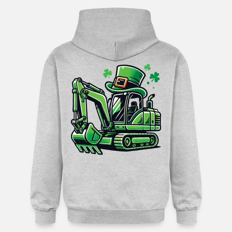 Excavatrice avec chapeau Saint-Patrick Enfants - Sweat à capuche Softstyle® Gildan Unisexe - gris clair chiné