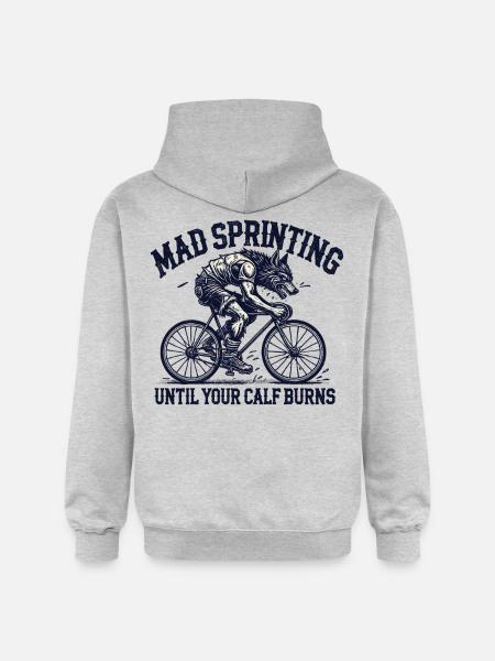 Mad Sprinting Bicycle Wolf Design - Gildan Unisex Softstyle® Midweight Hoodie - light heather grey