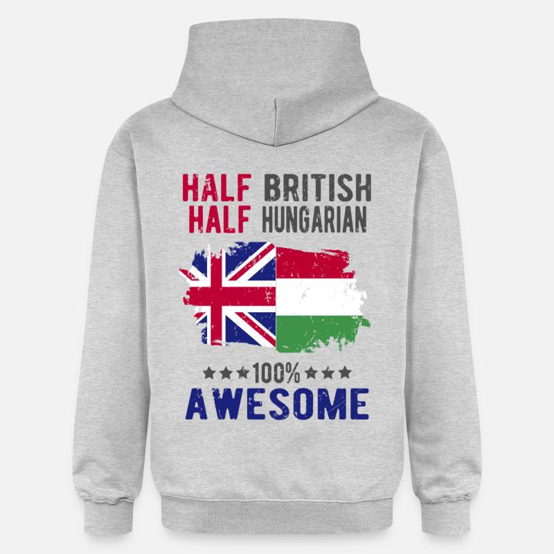 Halb Brite Halb Ungar - Gildan Unisex Softstyle® Midweight Hoodie - Hellgrau meliert