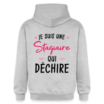 Je Suis Une Stagiaire Qui Déchire - Sweat à capuche Softstyle® Gildan Unisexe - gris clair chiné - Dos - Liana (172cm)