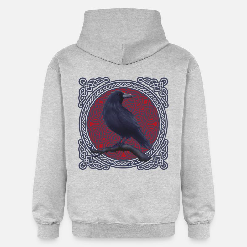 Corbeau Celtique - Sweat à capuche Softstyle® Gildan Unisexe - gris clair chiné