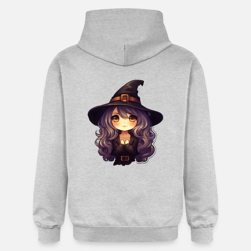 Bande dessinée sorcière d’Halloween - Sweat à capuche Softstyle® Gildan Unisexe - gris clair chiné