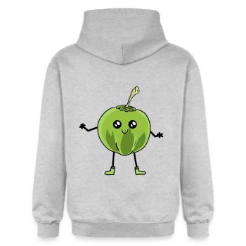 Kokos Kokosnuss Kawai Obst Frucht Vegetarisch - Gildan Unisex Softstyle® Midweight Hoodie - Hellgrau meliert - Hinten - Liana (172cm)