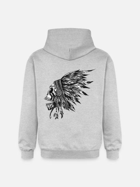 Indian Skull Black and Grey - Gildan Unisex Softstyle® Midweight Hoodie - light heather grey