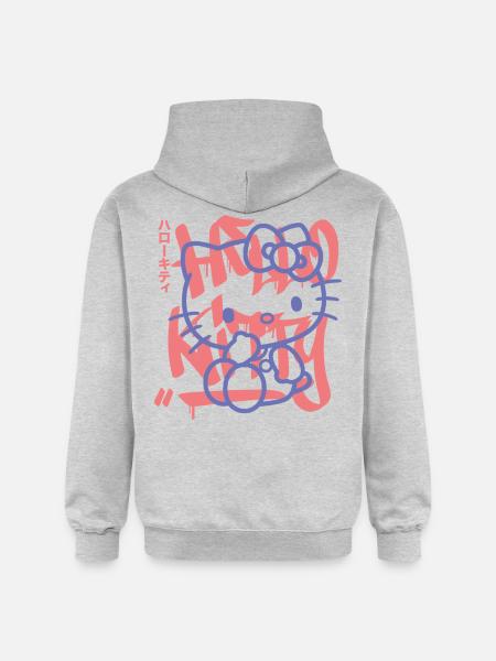 Hello Kitty med bokstäver i graffitistil - Gildan luvtröja unisex Softstyle® Midweight - ljusgråmelerad