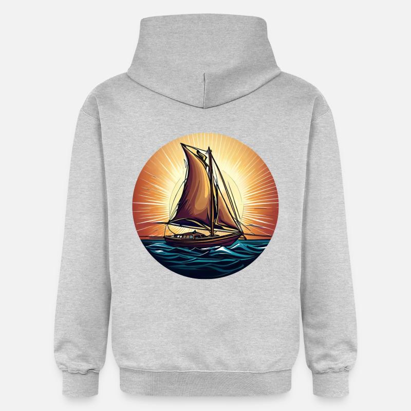 Voilier au coucher du soleil - Sweat à capuche Softstyle® Gildan Unisexe - gris clair chiné
