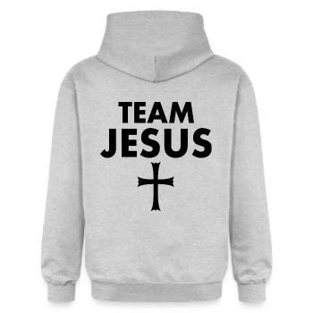 Team jesus - Gildan Unisex Softstyle® Midweight Hoodie - Hellgrau meliert - Hinten - Liana (172cm)