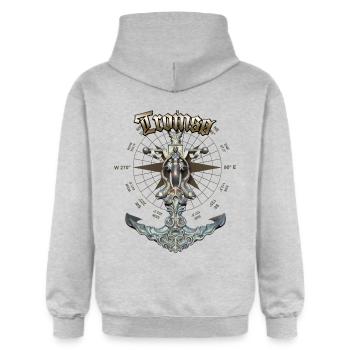 Tromsø Anchor Nautical Sailing Boat Summer - Gildan Unisex Softstyle® Midweight Hoodie - Hellgrau meliert - Hinten - Liana (172cm)