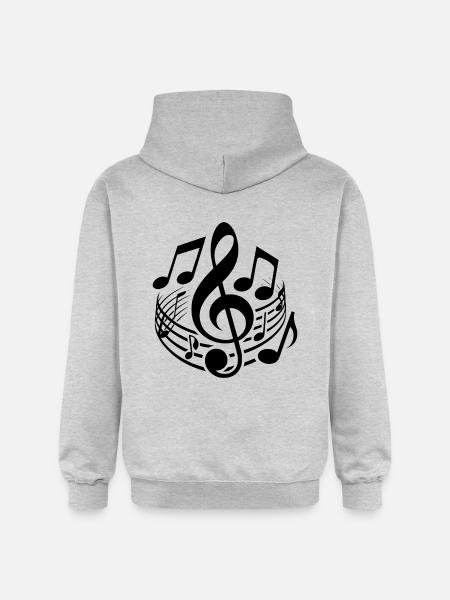 Flying Music Noter och Music Clef - Gildan luvtröja unisex Softstyle® Midweight - ljusgråmelerad