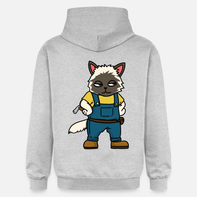Artisans chantier Charpentier Métiers Chat - Sweat à capuche Softstyle® Gildan Unisexe - gris clair chiné