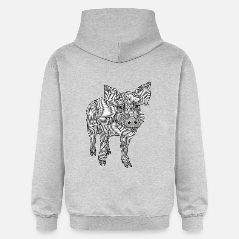 Lignes art cochon #pig - Sweat à capuche Softstyle® Gildan Unisexe - gris clair chiné