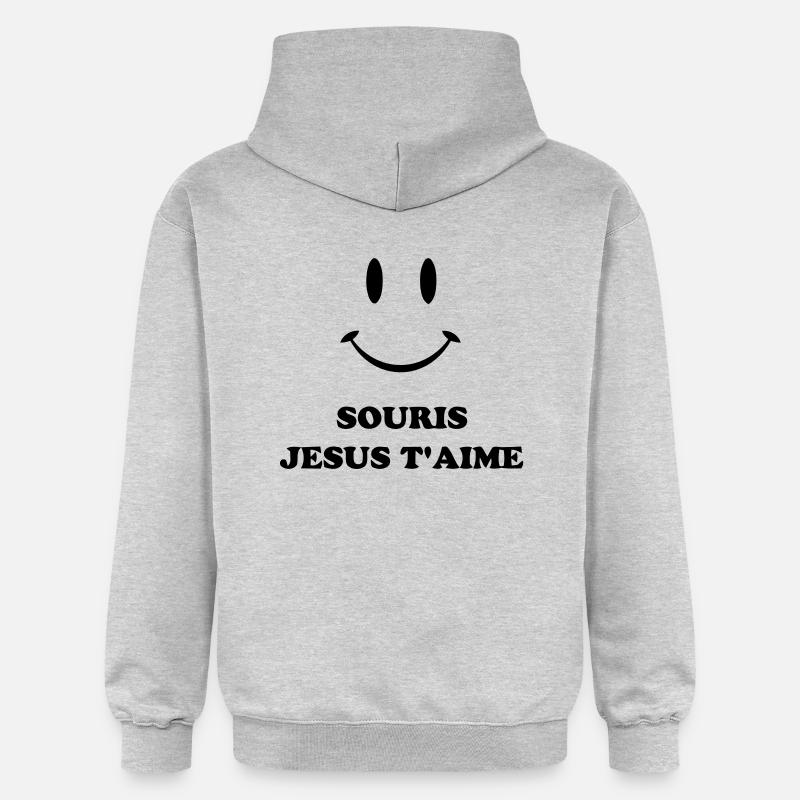 souris jesus t'aime - Sweat à capuche Softstyle® Gildan Unisexe - gris clair chiné