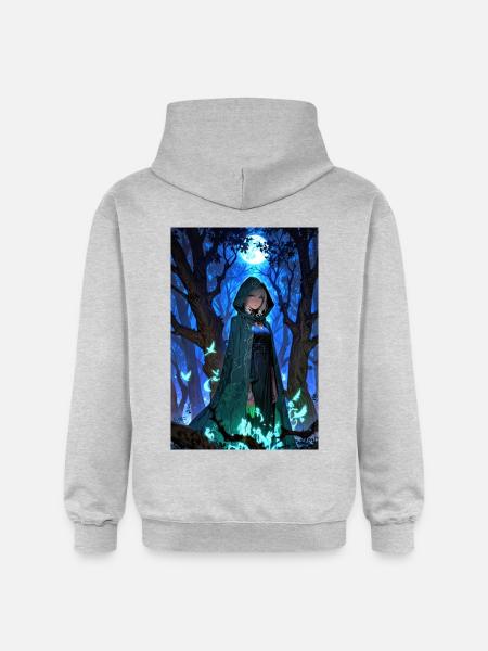 Anime Girl Magician Ghosts - Gildan Unisex Softstyle® Midweight Hoodie - light heather grey
