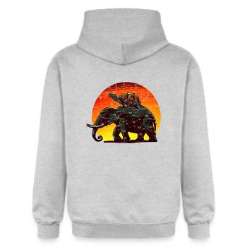 Elephant Turtle Sunset Design - Gildan Unisex Softstyle® Midweight Hoodie - light heather grey - Back - Liana (172cm)