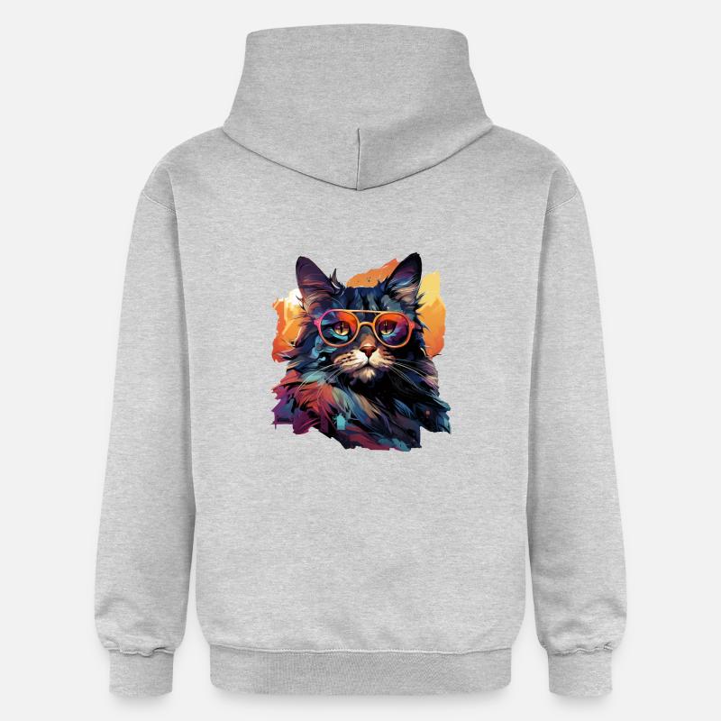 Chat - Sweat à capuche Softstyle® Gildan Unisexe - gris clair chiné