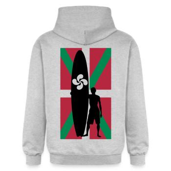 basque surfer - Sweat à capuche Softstyle® Gildan Unisexe - gris clair chiné - Dos - Liana (172cm)