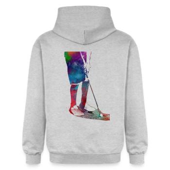 Golfspieler Sport #golf #sport - Gildan Unisex Softstyle® Midweight Hoodie - Hellgrau meliert - Hinten - Liana (172cm)