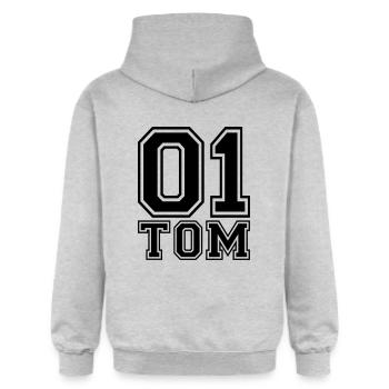 Tom - Nom - Sweat à capuche Softstyle® Gildan Unisexe - gris clair chiné - Dos - Liana (172cm)