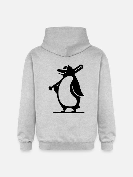 Penguin Baseball Player Silhouette - Gildan Unisex Softstyle® Midweight Hoodie - light heather grey
