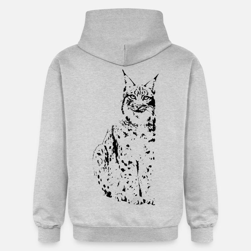 Chat Lynx chat sauvage - Sweat à capuche Softstyle® Gildan Unisexe - gris clair chiné