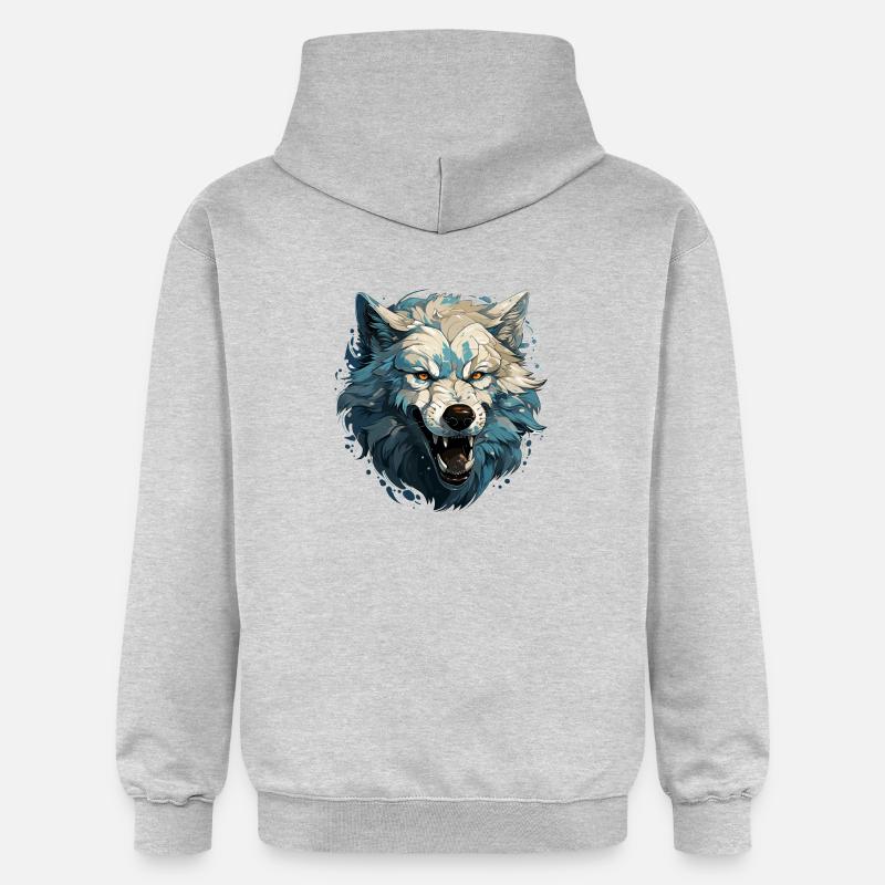 Loup - Illustration - Sweat à capuche Softstyle® Gildan Unisexe - gris clair chiné
