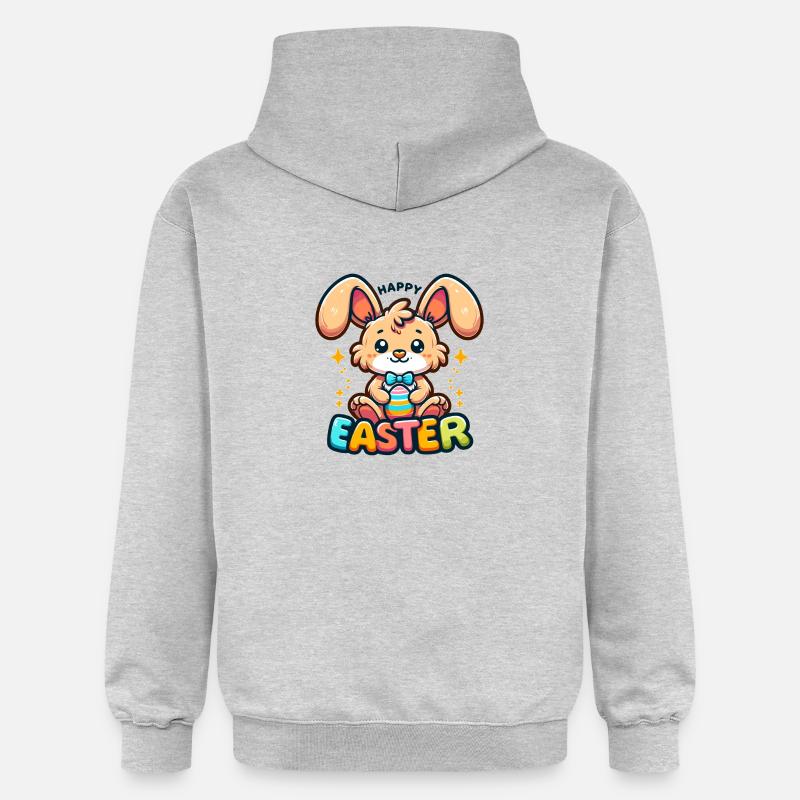 Happy Easter - Easter Bunny Illustration - Gildan Unisex Softstyle® Midweight Hoodie - light heather grey