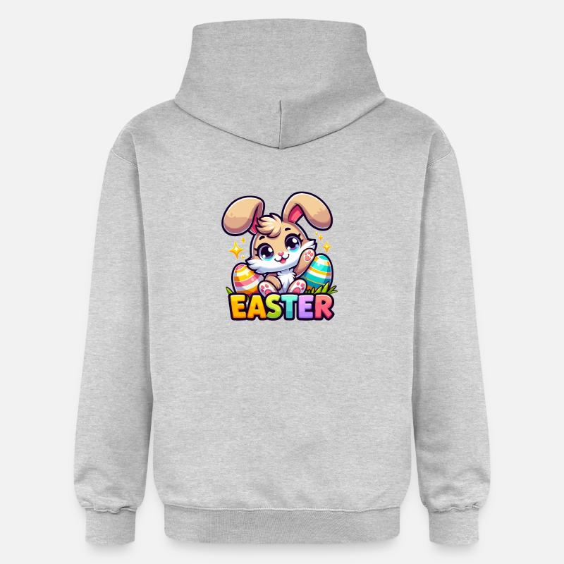 Happy Easter - Easter Bunny Illustration - Gildan Unisex Softstyle® Midweight Hoodie - light heather grey