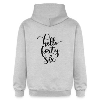 Hello Forty Six Cute 46 Years Old Birthday - Gildan Unisex Softstyle® Midweight Hoodie - light heather grey - Back - Liana (172cm)
