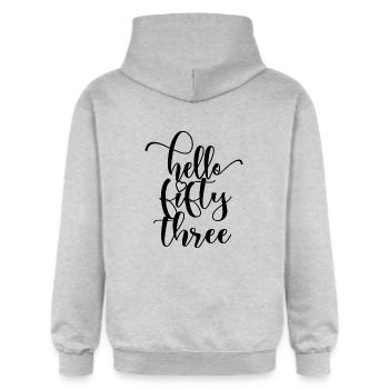 Hallo Dreiundfünfzig süßer 53 Jahre alter Geburtstag - Gildan Unisex Softstyle® Midweight Hoodie - Hellgrau meliert - Hinten - Liana (172cm)