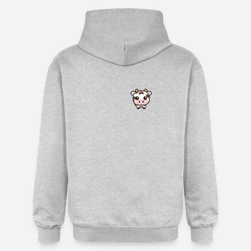 Mignon Kawaii Cow Pocket Design - Sweat à capuche Softstyle® Gildan Unisexe - gris clair chiné