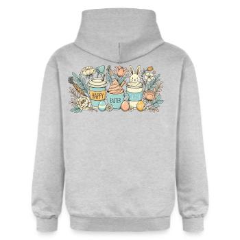 Easter Bunny Coffee Cup Latte Macchiato Easter - Gildan Unisex Softstyle® Midweight Hoodie - light heather grey - Back - Liana (172cm)