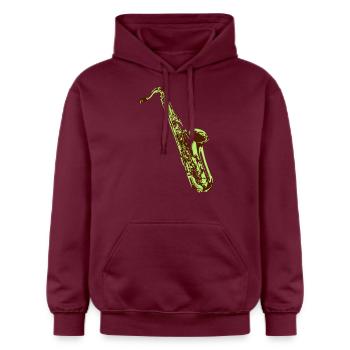 saxophone - Gildan Unisex Softstyle® Midweight Hoodie - Maroon - Vorne - Liana (172cm) & Jaron (178cm)