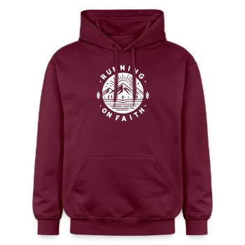 Running on Faith - Gildan Unisex Softstyle® Midweight Hoodie - maroon - Front - Liana (172cm) & Jaron (178cm)