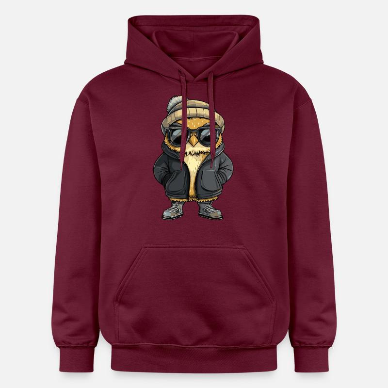 Hibou Bande dessinée cool - Sweat à capuche Softstyle® Gildan Unisexe - maroon