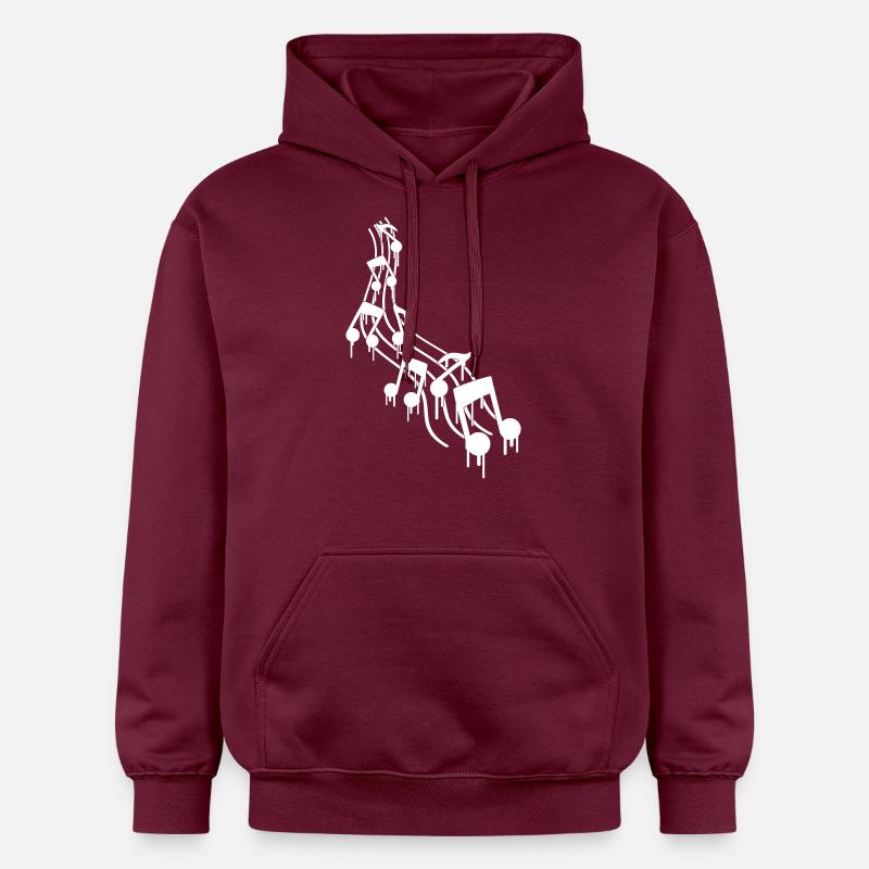 Musique Amour Beaucoup de notes de musique Graffiti Drop Logo - Sweat à capuche Softstyle® Gildan Unisexe - maroon
