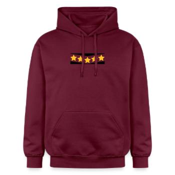 5 Sterne, gebogen. Five Stars. 2c - Gildan Unisex Softstyle® Midweight Hoodie - Maroon - Vorne - Liana (172cm) & Jaron (178cm)