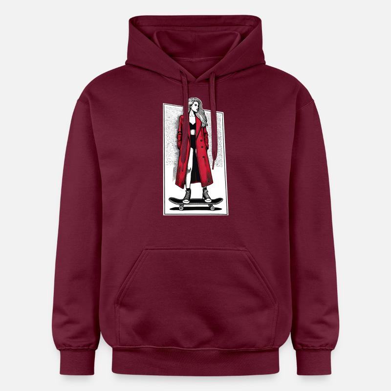 Fille sur skateboard - Sweat à capuche Softstyle® Gildan Unisexe - maroon