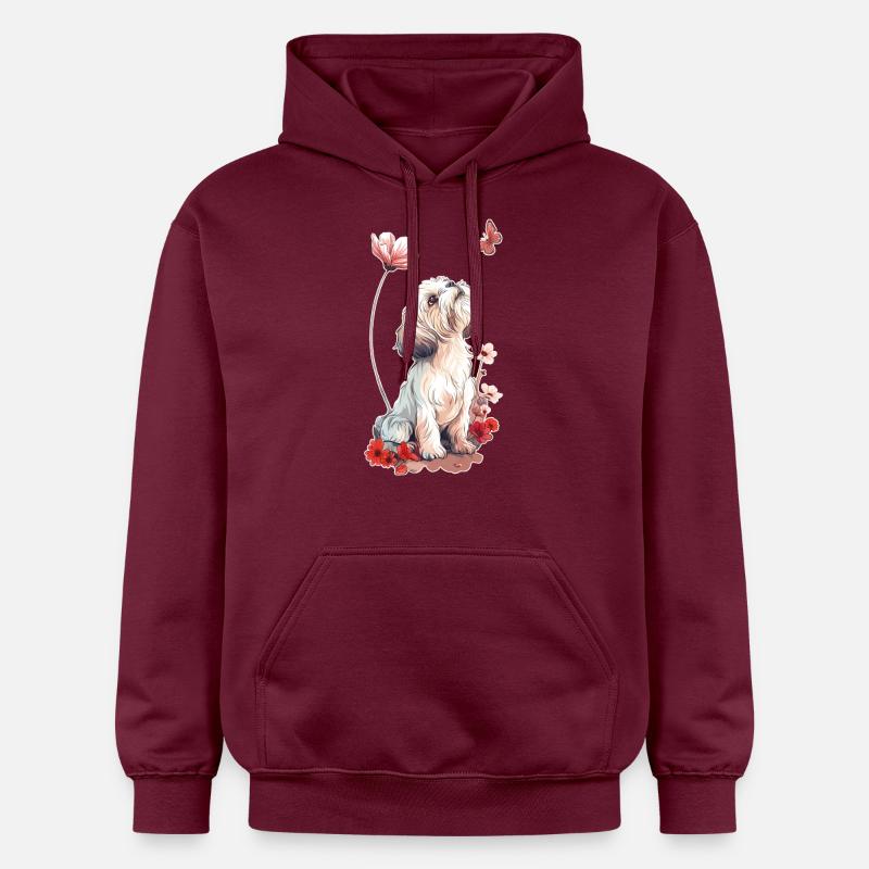 Shih Tzu et papillon - Sweat à capuche Softstyle® Gildan Unisexe - maroon