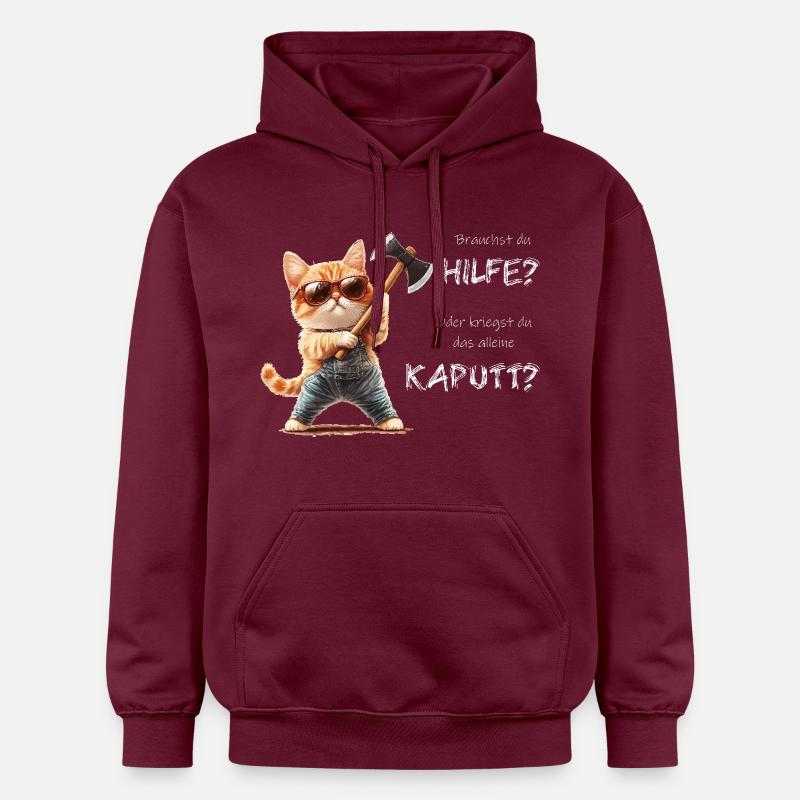 Cat Help Broken Alone - Gildan Unisex Softstyle® Midweight Hoodie - maroon