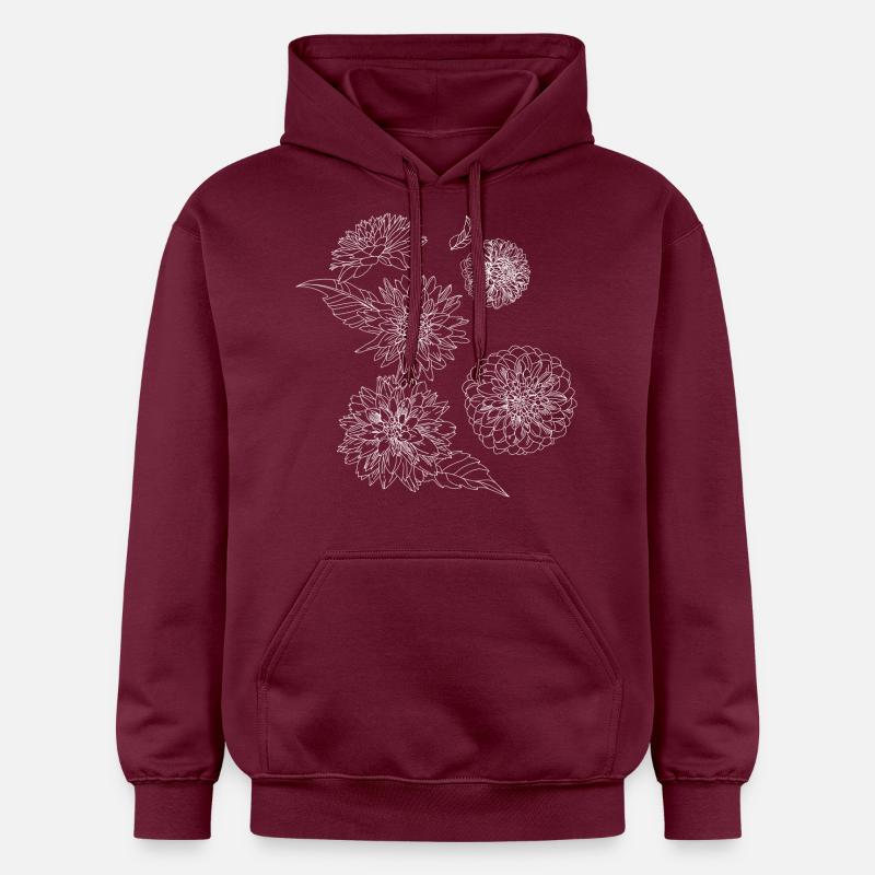 Dahlias fleurs d’automne, blanc - Sweat à capuche Softstyle® Gildan Unisexe - maroon