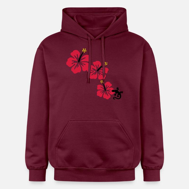 Hibiscus avec GECKO - Sweat à capuche Softstyle® Gildan Unisexe - maroon