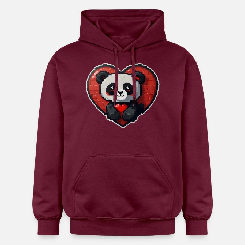 Pixel-Panda mit großem Herz - Gildan Unisex Softstyle® Midweight Hoodie - Maroon